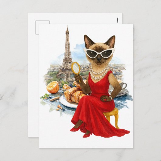 Sassy Cat ligt in Parijs, Frankrijk Feestdagenkaart (Voorkant / Achterkant)