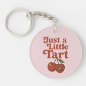 Sassy Cherry Just A Little Tart Retro Rood & Roze Sleutelhanger (Voorkant)