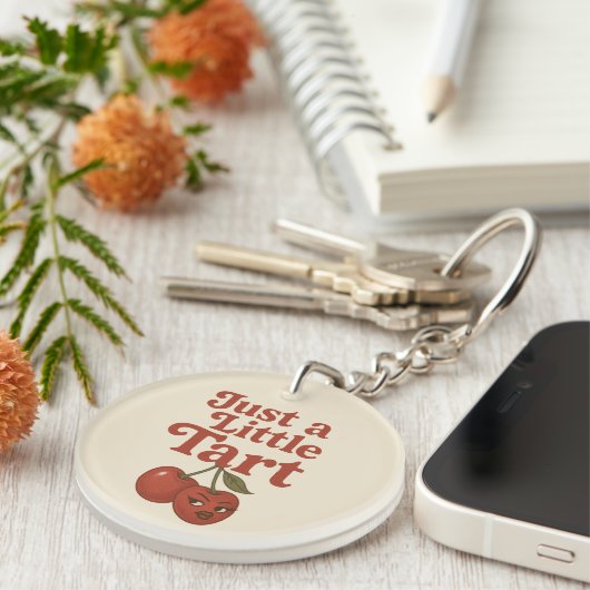 Sassy Cherry Just A Little Tart Retro Rood & Roze Sleutelhanger (Voorkant Rechts)