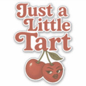 Sassy Cherry Just A Little Tart Retro Rood & Roze Sticker (Voorkant)