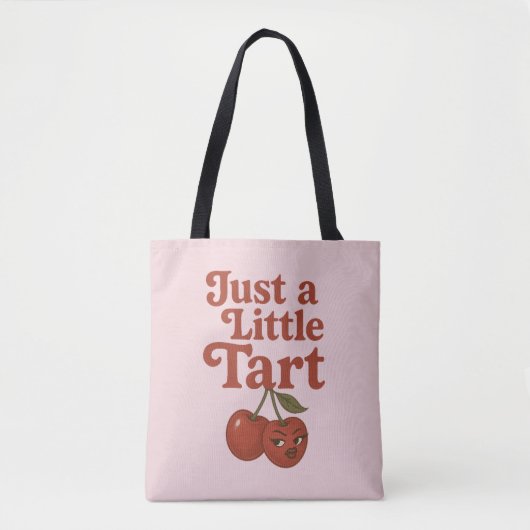 Sassy Cherry Just A Little Tart Retro Rood & Roze Tote Bag (Voorkant)