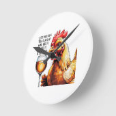 Sassy Chicken Wine Art Clock Ronde Klok (Hoek)