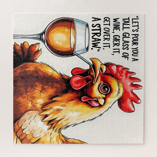 Sassy Chicken Wine Art Puzzel (Horizontaal)