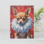 Sassy Chihuahua Dog in Fluffy Winter Fur Collar Feestdagenkaart (Staand voorkant)