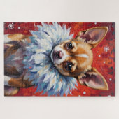 Sassy Chihuahua Dog in Fluffy Winter Fur Collar Legpuzzel (Horizontaal)