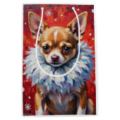 Sassy Chihuahua Dog in Fluffy Winter Fur Collar Medium Cadeauzakje (Voorkant)