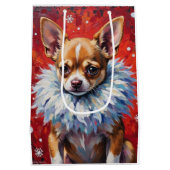 Sassy Chihuahua Dog in Fluffy Winter Fur Collar Medium Cadeauzakje (Achterkant)