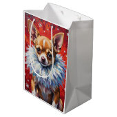 Sassy Chihuahua Dog in Fluffy Winter Fur Collar Medium Cadeauzakje (Achterkant Gekanteld)