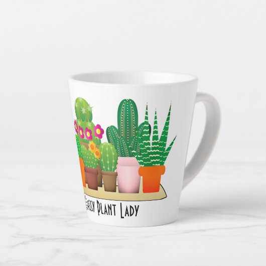 Sassy Classy Cactus Plant Lady Waterverf Latte Mok (Rechterhoek)