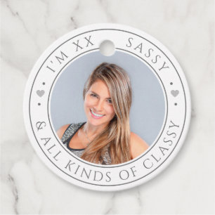 Sassy & Classy Custom Foto Verjaardagsfeestje Wit Bedankjes Labels