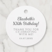 Sassy & Classy Custom Foto Verjaardagsfeestje Wit Bedankjes Labels (Achterkant)