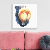 Sassy Corgi Butt Canvas Print 12" x 12" (Insitu (Woonkamer))