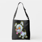 Sassy Cranky Zombie Dog Illustratie Crossbody Tas (Achterkant)