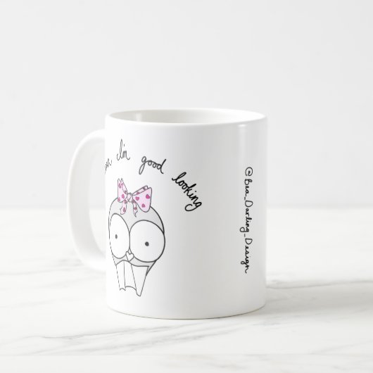 Sassy Cute Skull Mok met Teth and Bow (Voorkant links)