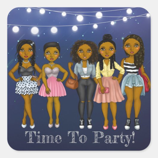 Sassy Diva Tijd naar Party Square Sticker (Voorkant)