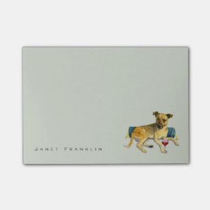 Sassy Dog Enjoing Wine Waterverf Painting Post-it® Notes