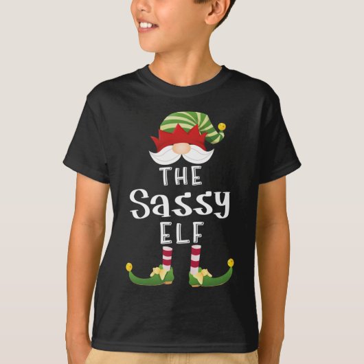 Sassy Elf Kerstmis Funny Pajama Partij T-shirt (Voorkant)