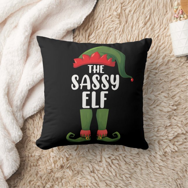 Sassy Elf Matching Family Group kerstparty Kussen (Deken)
