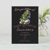 Sassy Elf Squad Christmas Girls Night Out Verjaard Kaart (Staand voorkant)