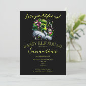 Sassy Elf Squad Meisjes avondje uit Kerstverjaarda Kaart (Staand voorkant)