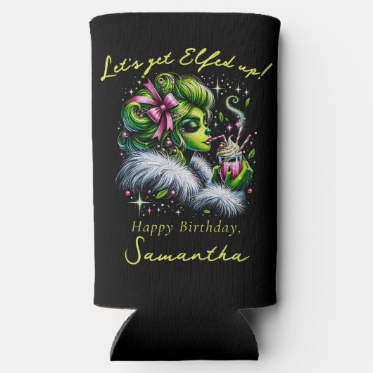 Sassy Elf Squad Meisjes avondje uit Kerstverjaarda Seltzer Blikjeskoeler (Achterkant)