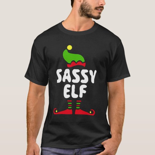 Sassy Elf T-Shirt Matching Christmas Costume Shirt (Voorkant)