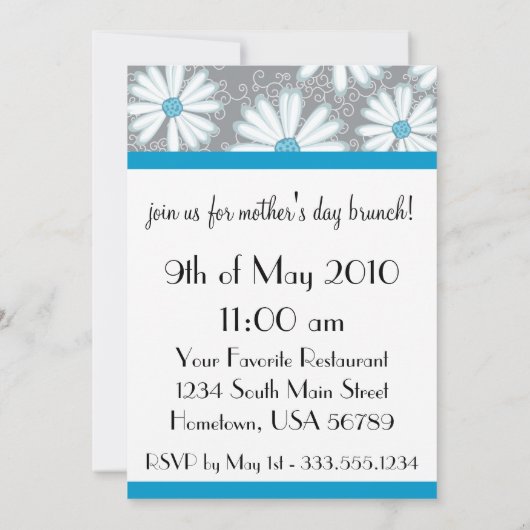 Sassy en Sweet Moederdag Brunch Uitnodiging (Achterkant)