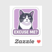 Sassy 'Excuse Me?' Tuxedo Cat  Sticker (Vel)