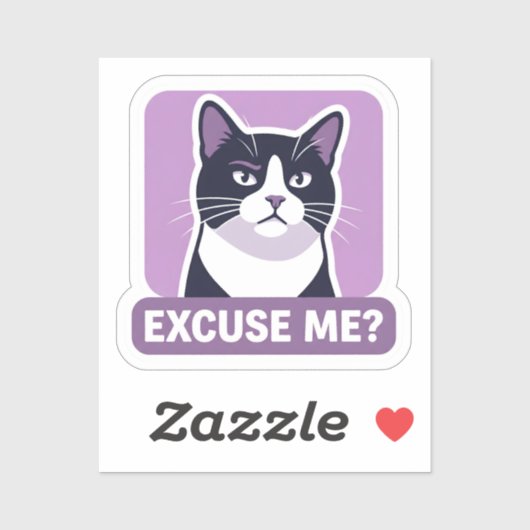 Sassy 'Excuse Me?' Tuxedo Cat Sticker (Vel)