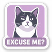 Sassy 'Excuse Me?' Tuxedo Cat  Sticker (Voorkant)
