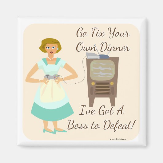 Sassy Fifties Gamer Houseechtgenote Magneet (Voorkant)