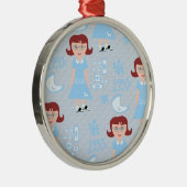 Sassy Fifties Girl Pattern Metalen Ornament (Rechts)