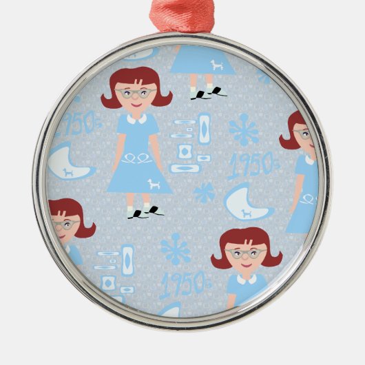 Sassy Fifties Girl Pattern Metalen Ornament (Voorkant)