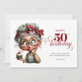Sassy fifty funny lady whimsical birthday card kaart (Voorkant)