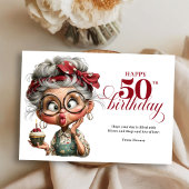 Sassy fifty funny lady whimsical birthday card kaart