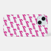Sassy Fire Roze Typografie Patroon iPhone 15 Case (Achterkant horizontaal)