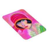 Sassy Flapper Girl Hot Pink Pet Roaring Twenties Magneet (Rechterzijde)