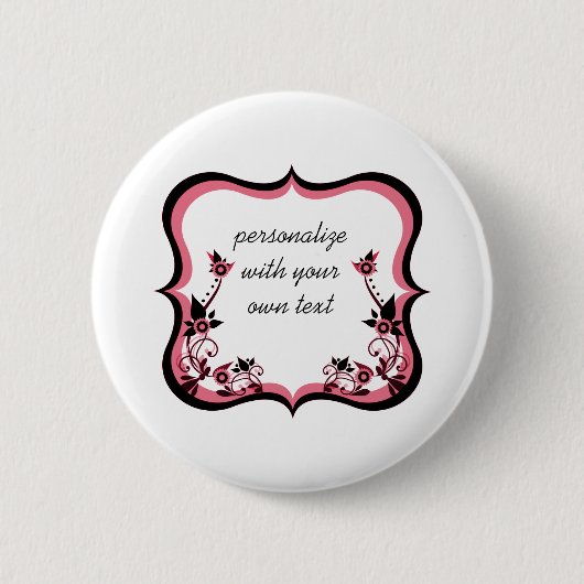 Sassy Floral Lijst Button, roze Ronde Button 5,7 Cm (Voorkant)