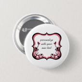 Sassy Floral Lijst Button, roze Ronde Button 5,7 Cm (Voorkant /achterkant)