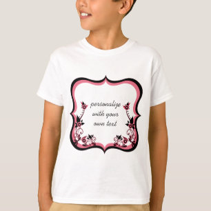 Sassy Floral Lijst Girl's Shirt, roze T-shirt