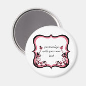 Sassy Floral Lijst Magnet, Roze Magneet (Voorkant / Achterkant)