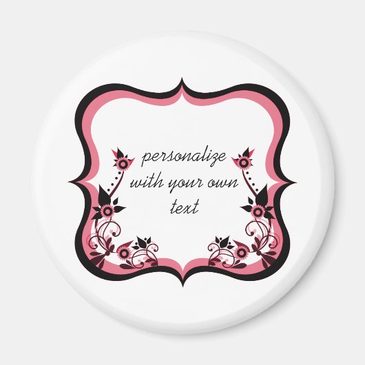Sassy Floral Lijst Magnet, Roze Magneet (Voorkant)