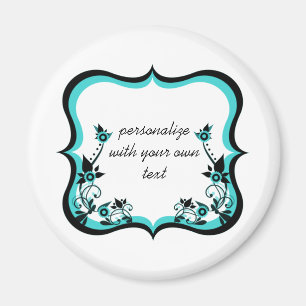 Sassy Floral Lijst Magnet, Turquoise Magneet