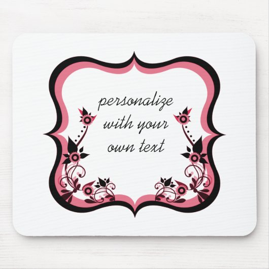 Sassy Floral Lijst Mousepad, Roze Muismat (Voorkant)