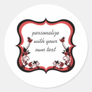 Sassy Floral Lijst Stickers, rood Ronde Sticker