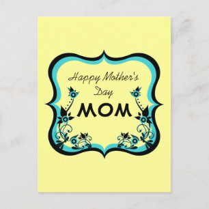 Sassy Floral Moederdag Briefkaart, Turquoise Briefkaart