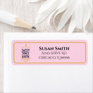 Sassy from Birth Humorisy Name Return Address Etiket