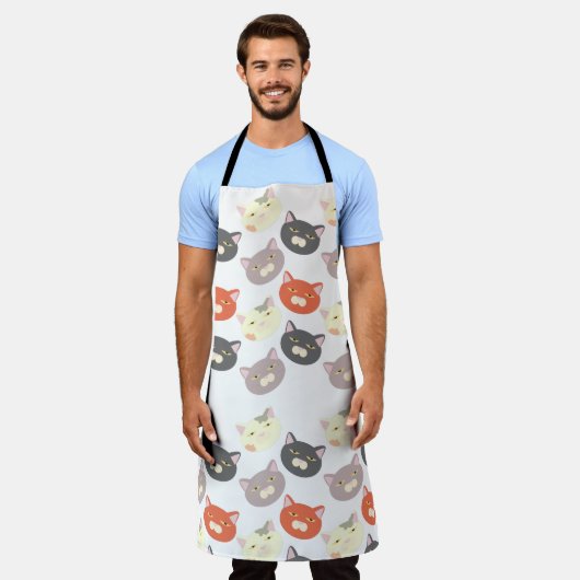 Sassy Fun Cat Head Cartoon Love Pattern Schort (Gedragen)