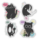 Sassy Funny Motivatie Zwarte Kat Sticker Set (Voorkant)