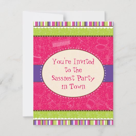 Sassy Girl Birthday Party Invitation Kaart (Voorkant)